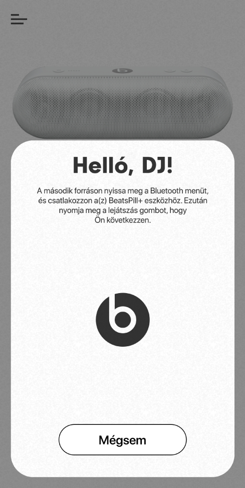 A Beats alkalmazás DJ módja a második eszköz csatlakoztatására vár