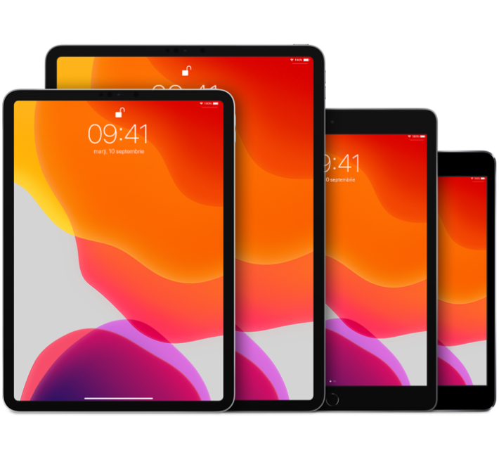 iPad Pro (10,5 inchi), iPad Pro (12,9 inchi) (generația a 2‑a), iPad Air (generația a 3‑a) și iPad mini (generația a 5-a)