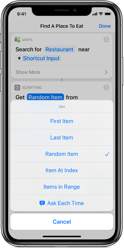 Get Item from List action.