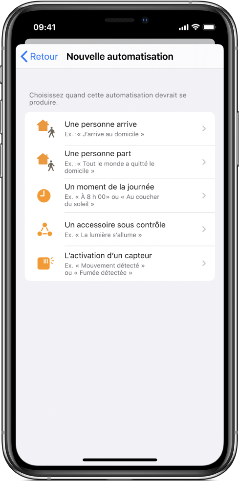 Automatisation Domicile dans l’app Raccourcis.