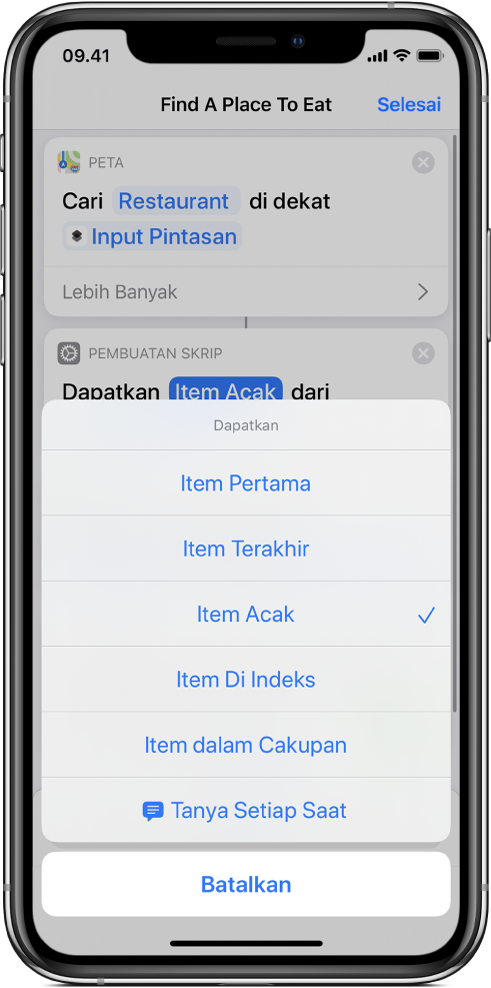 Tindakan Dapatkan Item dari Daftar.