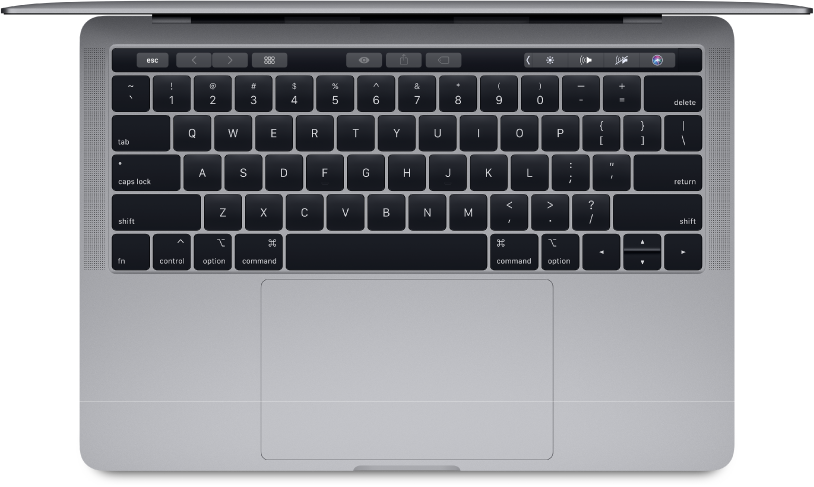 منظر علوي للـ MacBook Pro ١٣ بوصة.