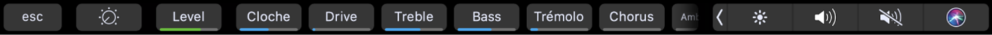 Touch Bar de GarageBand, affichant les Smart Controls et les effets de vos pistes.
