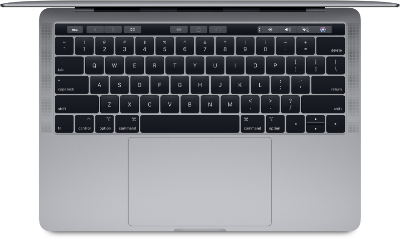 13형 MacBook Pro를 위에서 본 모습.