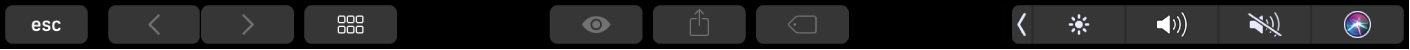 Панель Touch Bar для Finder с кнопками для изменения вида окна, предварительного просмотра, добавления тегов и кнопкой «Поделиться».