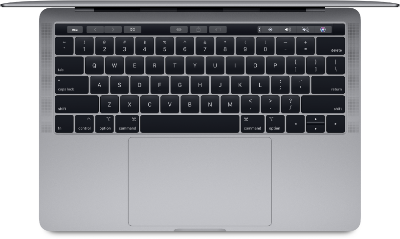 มุมมองด้านบนสุดของ MacBook Pro รุ่น 13 นิ้ว