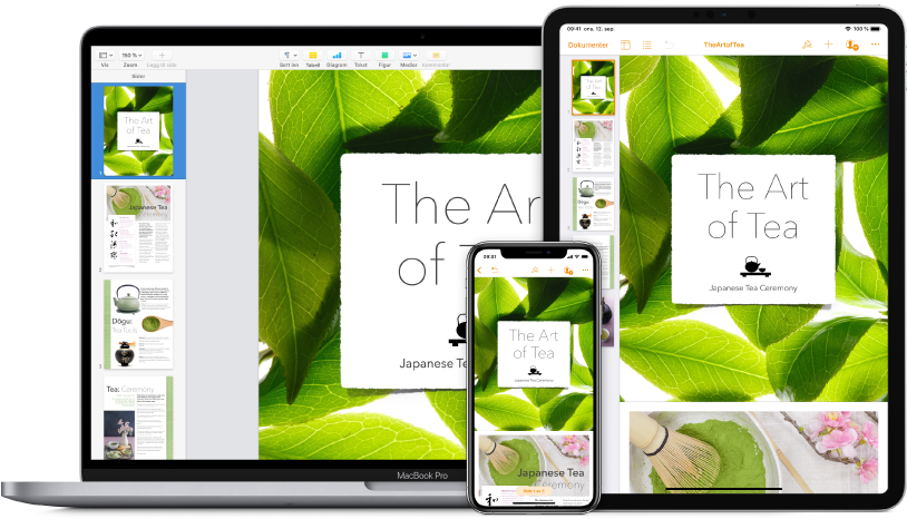 iCloud-innhold som blir brukt på tvers av ulike enheter.