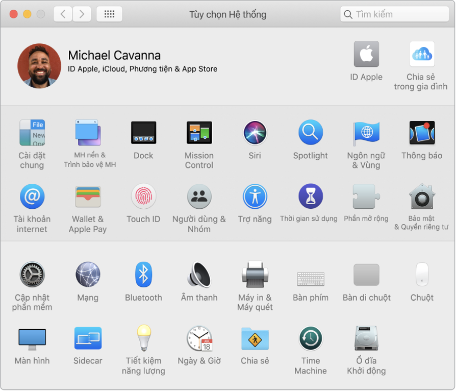 Cửa sổ Tùy chọn hệ thống