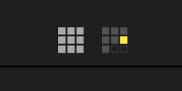 9アングルを含む1つのバンクがアクティブ、7アングルを含む1つのバンクが淡色表示、1つのアングルが黄色