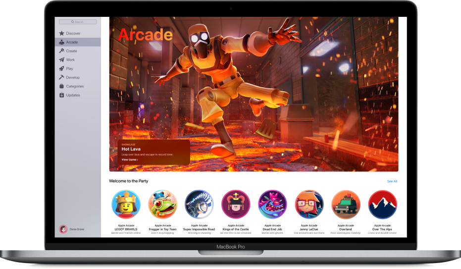 Huvudsidan för Apple Arcade.