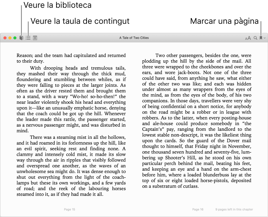 Opcions en un llibre obert.