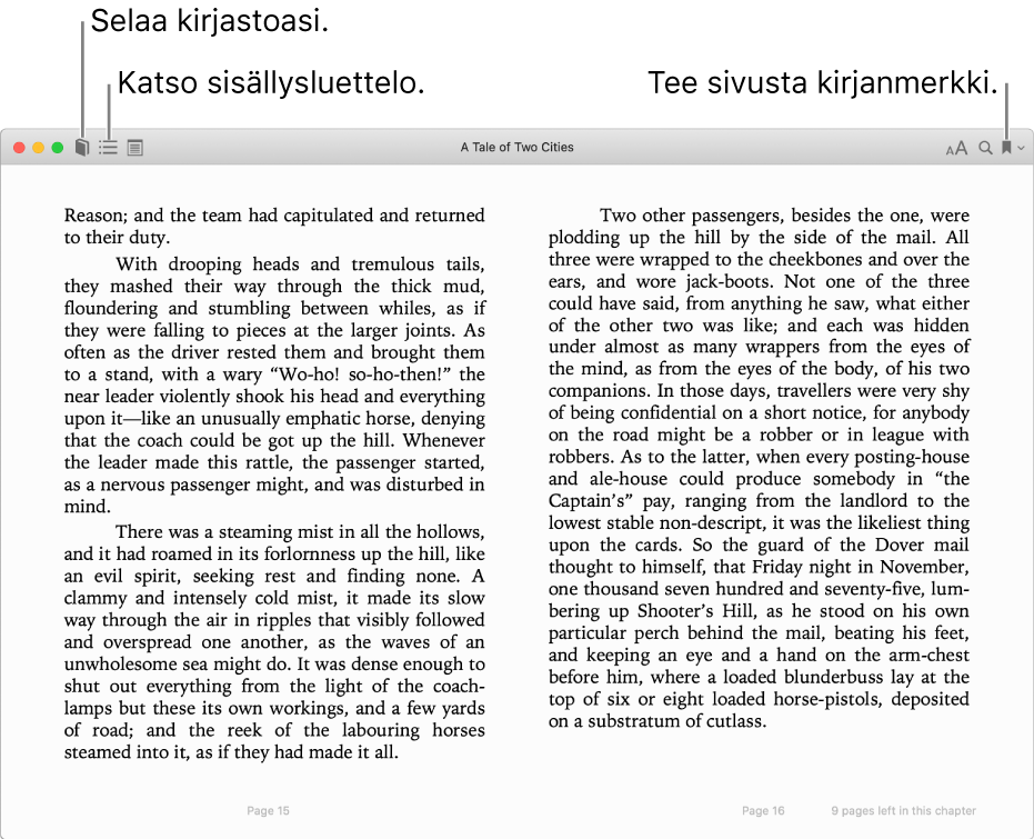 Avoimessa kirjassa olevat vaihtoehdot.