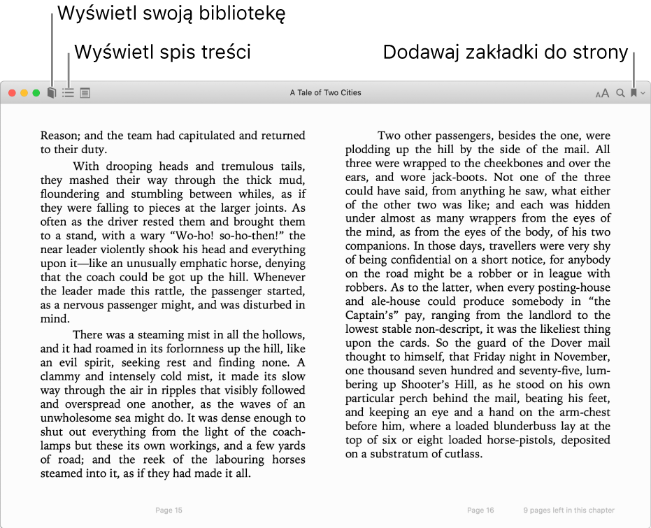 Opcje w otwartej książce.