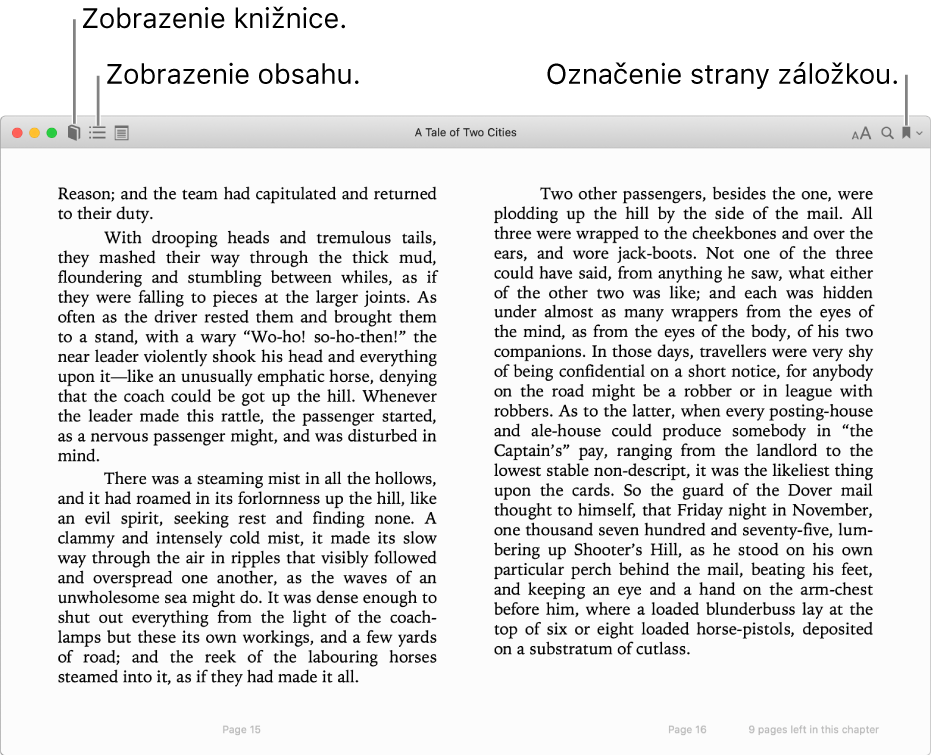 Možnosti v otvorenej knihe.