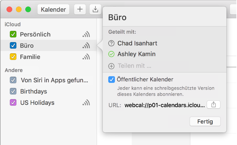 iCloud-Kalender auf dem Mac teilen - Apple Support