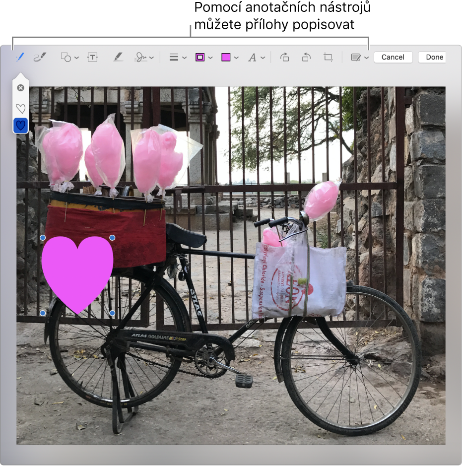 Příloha se zobrazeným nástrojovým panelem Anotace u horního okraje