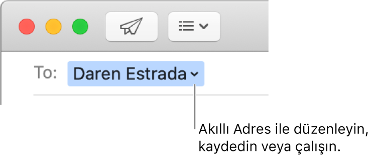 Akıllı Adresteki oku tıklayarak Akıllı Adresi düzenleyebilir, kaydedebilir veya Akıllı Adresle çalışabilirsiniz.
