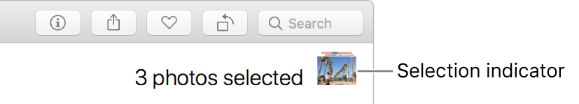A selection indicator showing three photos selected.