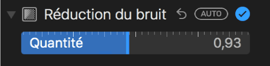 Curseur Réduction du bruit dans la sous-fenêtre Ajuster.