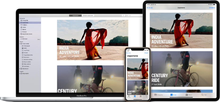 iPhone, MacBook i iPad prikazuju iste fotografije na zaslonima.