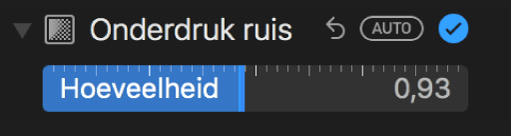 De schuifknop 'Ruisonderdrukking' in het paneel 'Pas aan'.