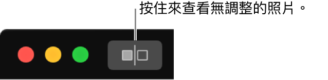 「未調整」按鈕位於視窗左上角，在視窗控制項目旁。