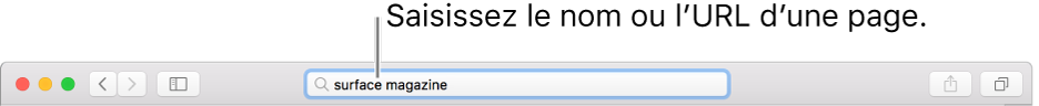 Le champ de recherche intelligente situé au milieu de la barre d’outils de Safari.