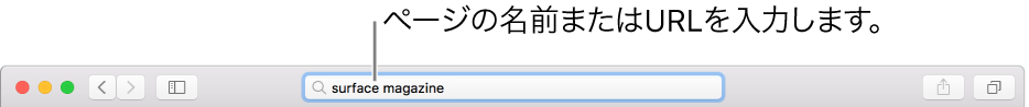 Safariツールバーの中央にあるスマート検索フィールド。