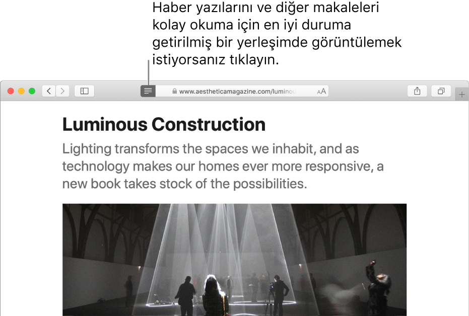 Tüm reklamların ve dolaşma öğelerinin kaldırıldığı Okuyucu’da bir makale.