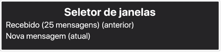 O seletor de janelas é um painel que mostra uma lista das janelas que estão atualmente abertas.