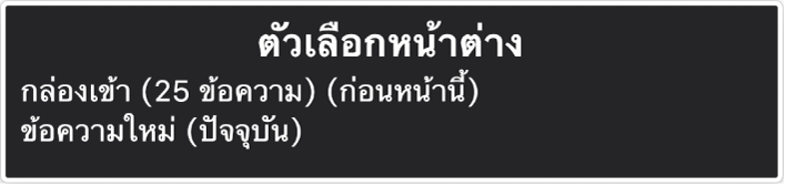 หน้าต่างตัวเลือกเป็นแผงที่กำลังแสดงรายการของหน้าต่างที่เปิดอยู่ในตอนนั้น