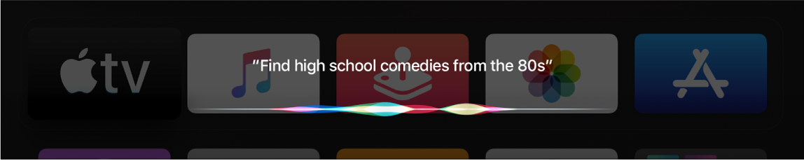 Pantalla mostrando una búsqueda de películas por género y fecha con Siri
