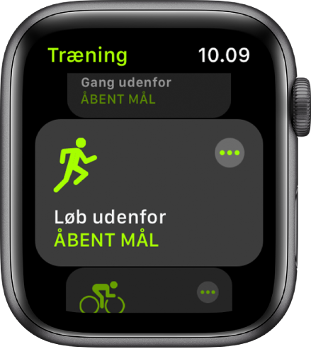Skærmen Træning med Løb udenfor fremhævet.