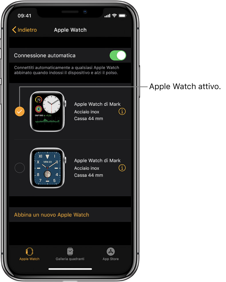 Segno di spunta che mostra Apple Watch in funzione.