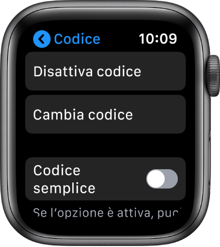 Inserisci il codice a 6 cifre fornito su apple watch