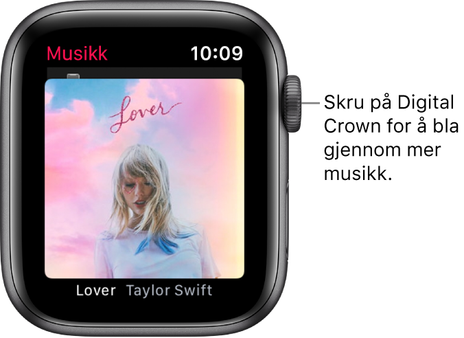 Skjerm som viser et album og bildene i Musikk-appen.