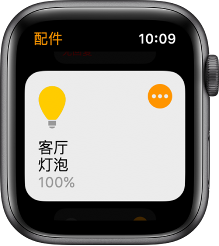 显示灯泡配件的“家庭” App。轻点配件右上角的图标来调整其设置。