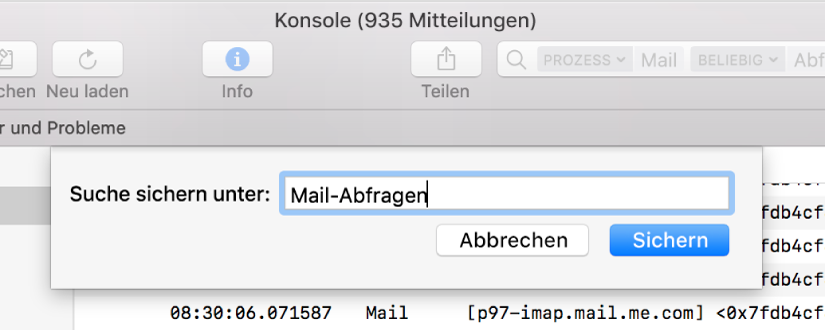 Sichern einer Suche in Konsole nach der Eingabe der Suchkriterien