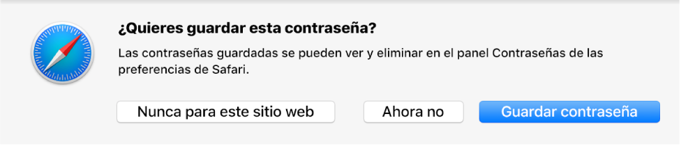 Cuadro de diálogo donde se te pregunta si quieres guardar la contraseña.