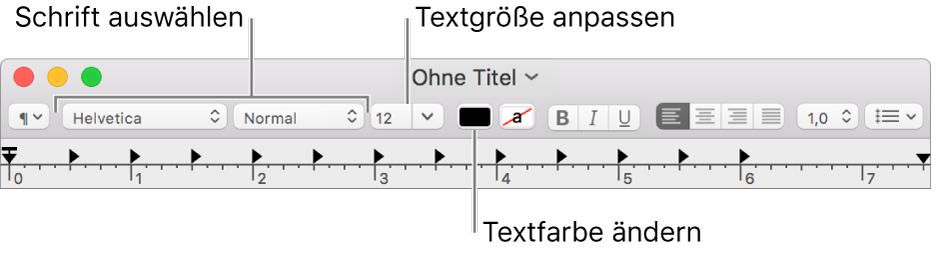 Textgröße, -farbe und Schrift anpassen