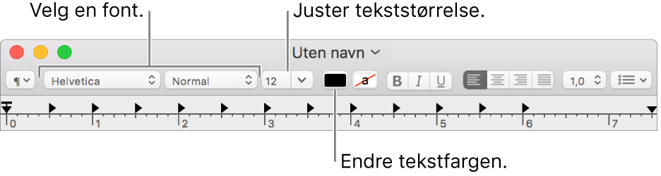 Juster tekststørrelse, farge og font.