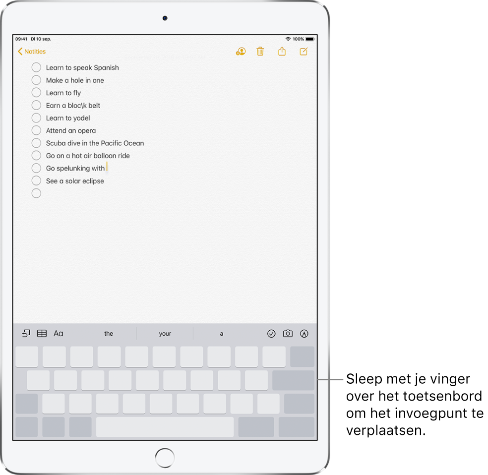 Tekst typen en wijzigen op de iPad Apple Support