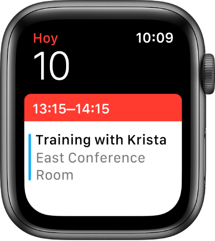 Pantalla del calendario con la vista “Próximamente”.