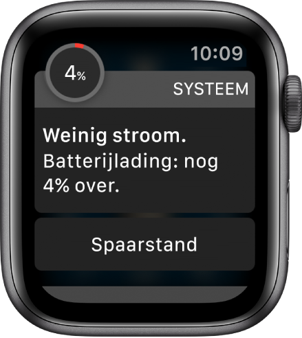 Bij de waarschuwing dat de batterij bijna leeg is, staat een knop waarop je kunt tikken om de spaarstand in te schakelen.