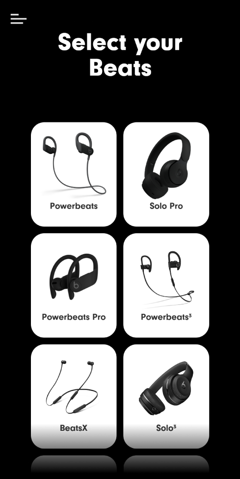 Beats app showing Select Your Beats screen