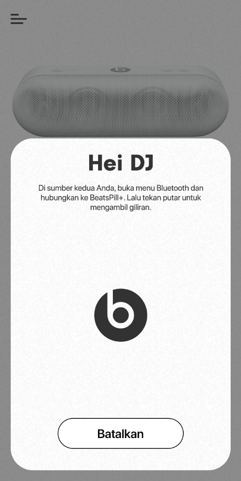 Mode DJ app Beats menunggu perangkat kedua untuk terhubung