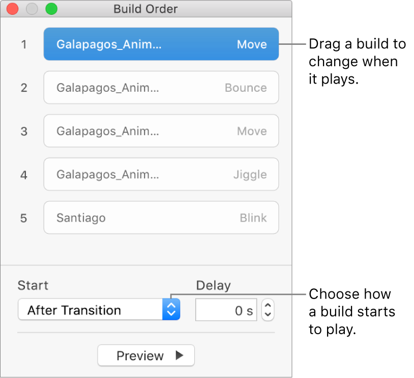 The Build Order window.