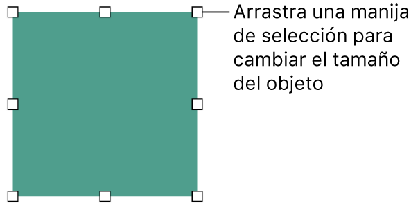 Un objeto con cuadrados blancos en su borde para cambiar el tamaño del objeto.