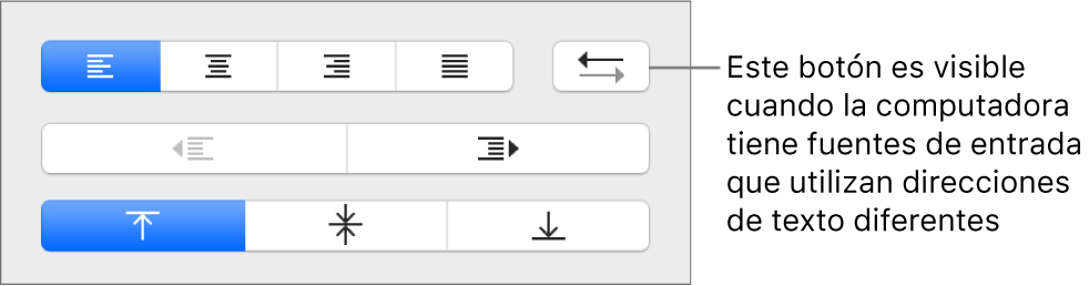 El botón "Dirección del párrafo" en la sección Alineación de la barra lateral Formato.