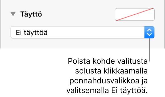 Säädin, jolla poistetaan objekti valitusta solusta.